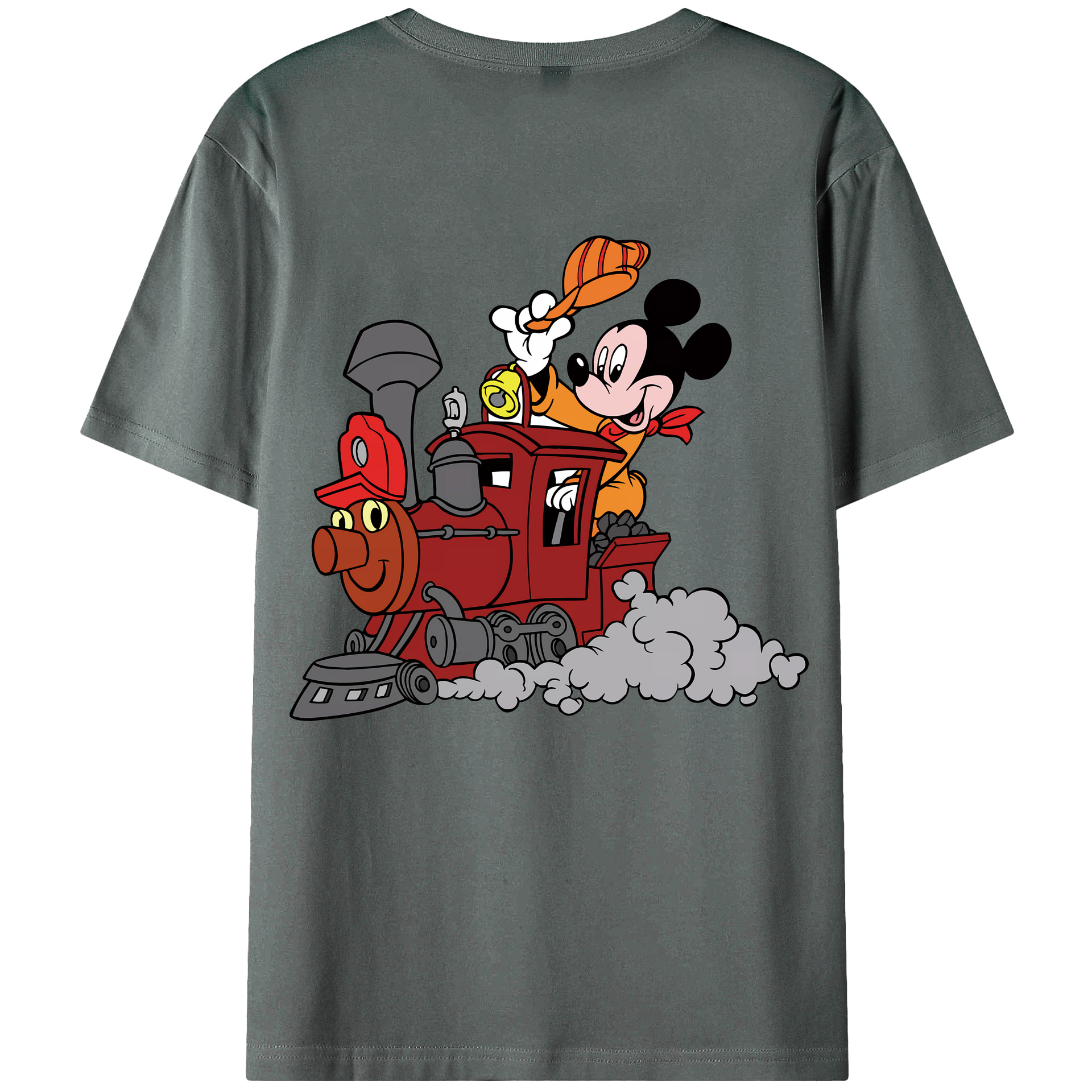 （画像用） ミッキーマウス Mickey Mouse 綿100％ メンズ半袖Tシャツ（バックプリント） 通気性